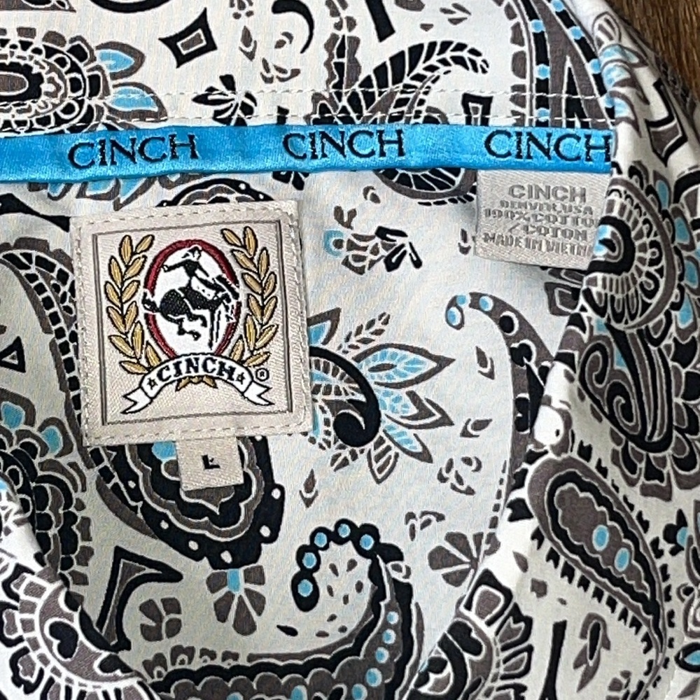 Cinch Black and Blue Paisley western Shirt - Picture 3 of 6